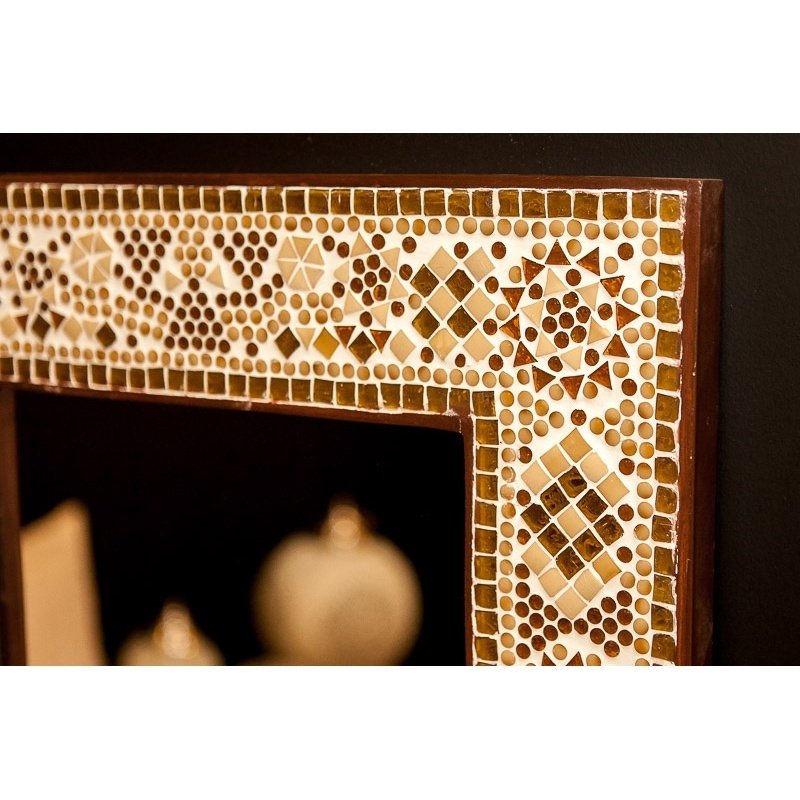 Miroir oriental marron-beige avec cadre en mosaïque