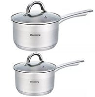 Klausberg steelpan met deksel, set van 2 – Ø 12 en 14 cm, 0,5 en 1 liter