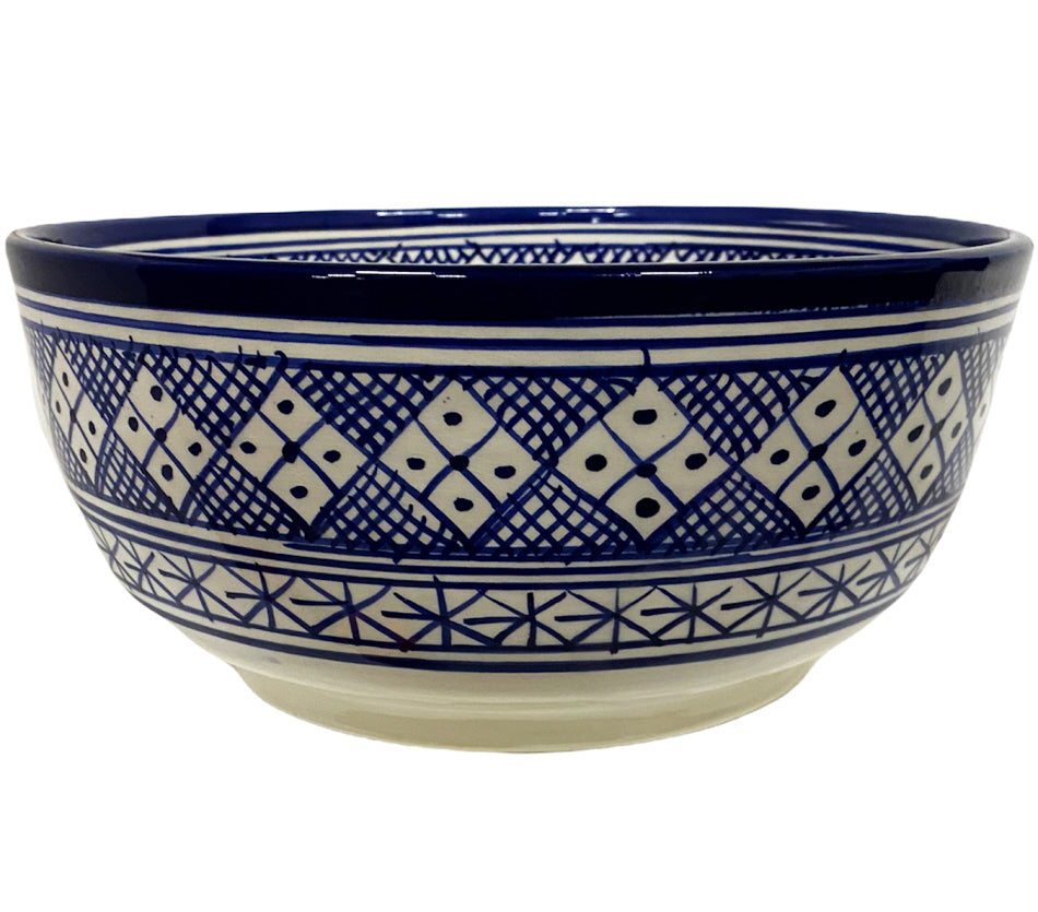Bol en céramique marocaine bleue et blanche