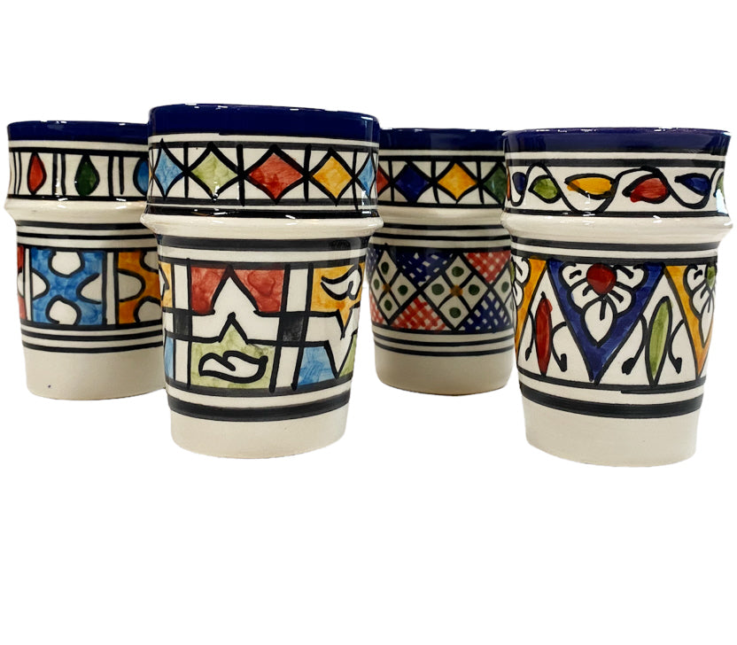Marokkanische Fes Keramikbecher - 4er Set Multicolor