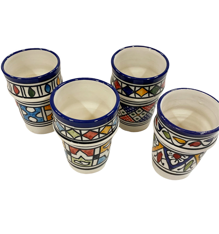 Marokkanische Fes Keramikbecher - 4er Set Multicolor