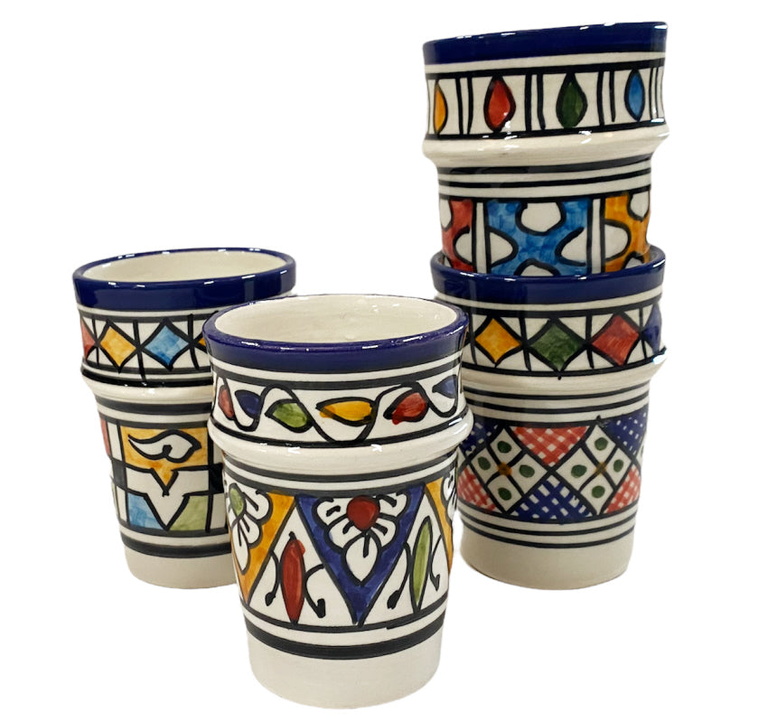 Marokkanische Fes Keramikbecher - 4er Set Multicolor