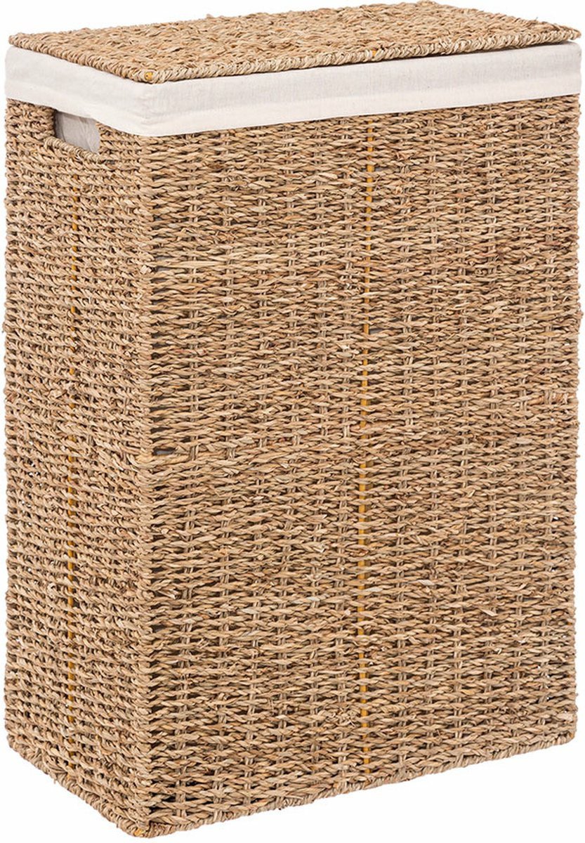 5Five rieten wasmand met deksel – rechthoekig, 40 liter, 37 x 22 x 55 cm