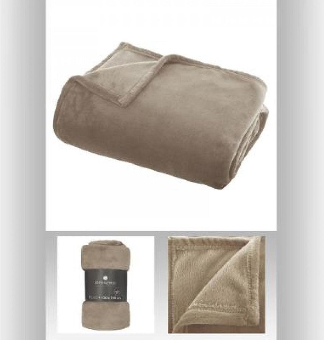 Atmosphera plaid deken beige – fleece van polyester, 130 x 180 cm – foto 3