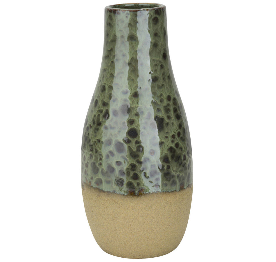Flesvaas keramiek groen 13 x 28 cm - Vaas