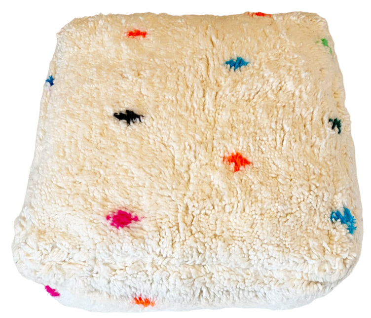 Handmade pouf (Beni Ourain) - Fluffy Bohemian Floor Cushion