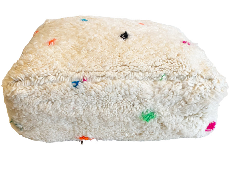 Handmade pouf (Beni Ourain) - Fluffy Bohemian Floor Cushion