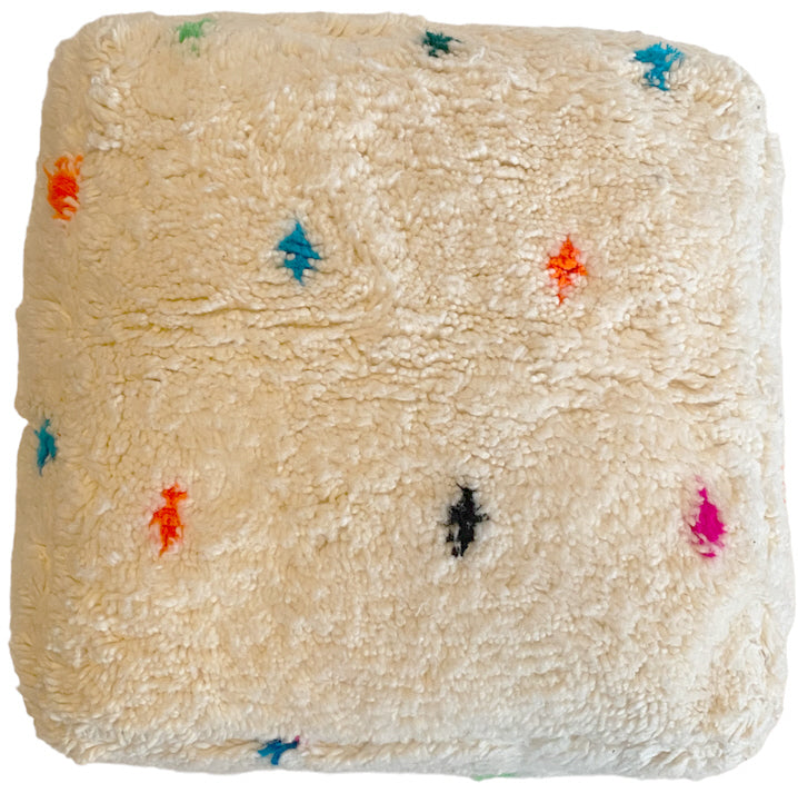 Handmade pouf (Beni Ourain) - Fluffy Bohemian Floor Cushion