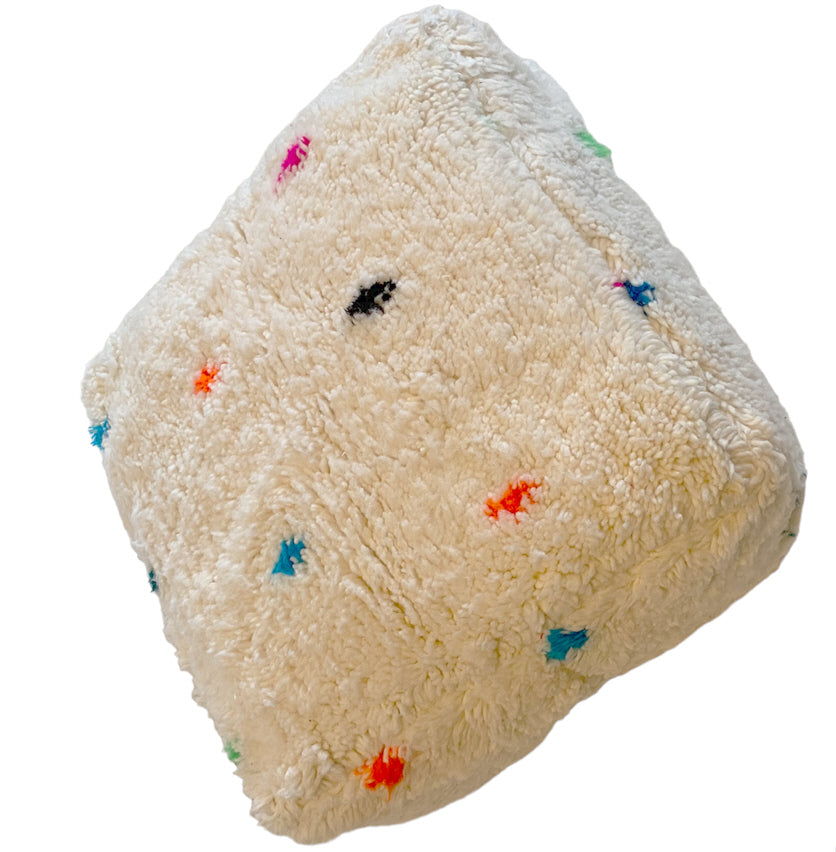 Handmade pouf (Beni Ourain) - Fluffy Bohemian Floor Cushion