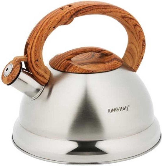 Klausberg fluitketel RVS bruin – 3 liter, met fluit, ook voor inductie