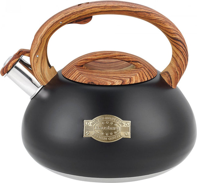 Klausberg 7565 fluitketel mat zwart – 3 liter, geschikt voor inductie