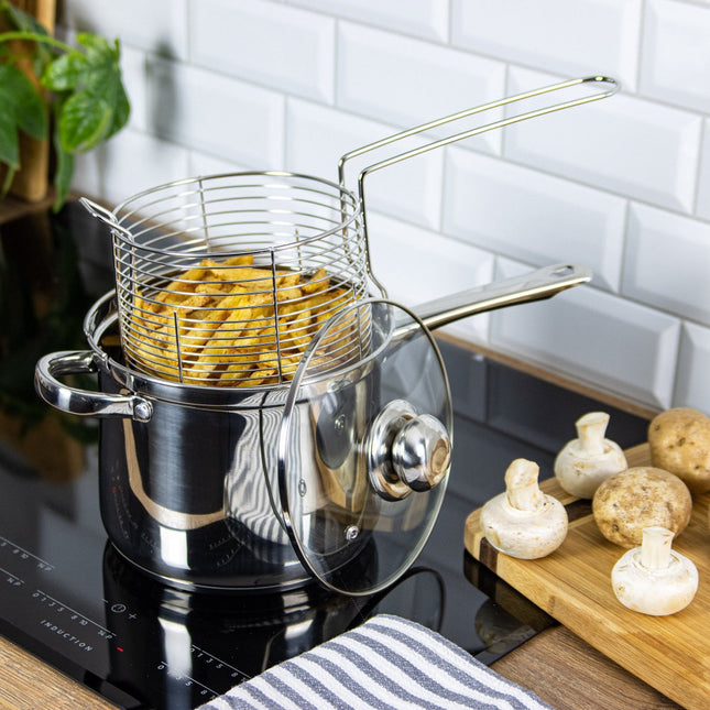 Kinghoff Frittierpfanne - 3,6 l - Edelstahl - alle Herdarten