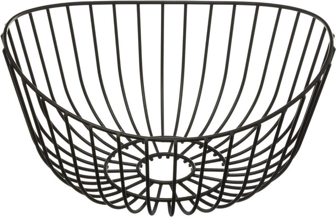 Fruitschaal - fruitmand rond zwart metaal 27 cm - Draadmand van metaal