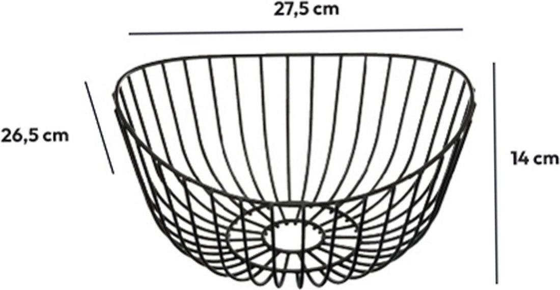 Fruitschaal - fruitmand rond zwart metaal 27 cm - Draadmand van metaal
