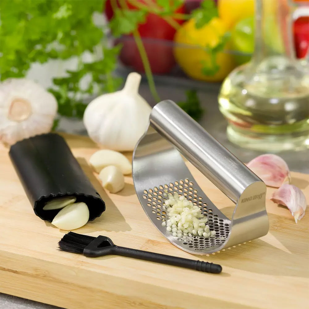 Garlic press, set of 3, steel - Kinghoff
