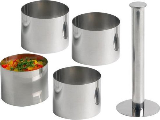 Cosy&Trendy Food Ring - Round With Food Pusher - Ø 7 cm - Set of 4