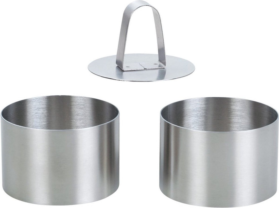 Garnish rings with pusher - Serving rings - set / 2 - cooking rings