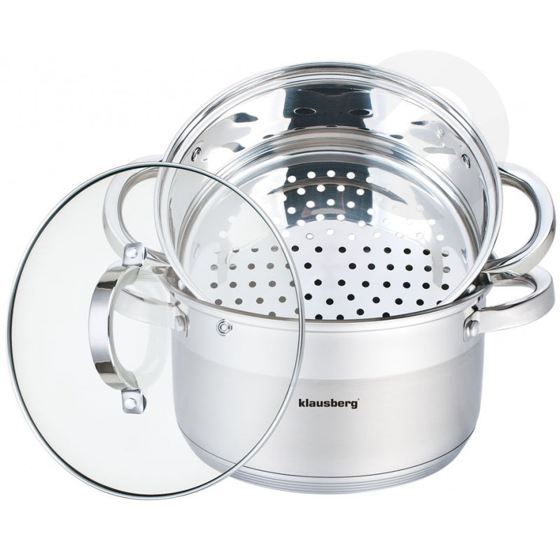 Klausberg couscouspan en stoompan set Ø 24 cm – 5 liter, RVS, ook inductie