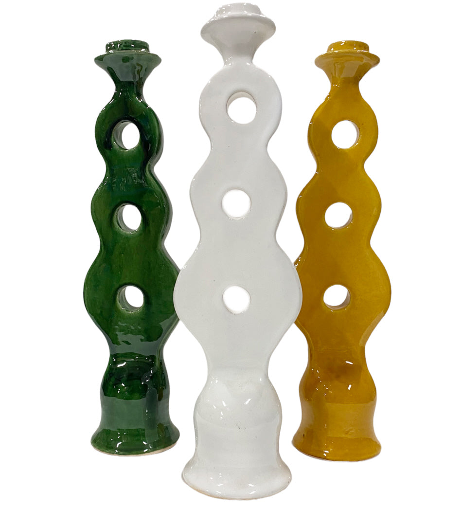 Gaten kandelaar Modern Tamegroute XL – Marokkaans aardewerk, 34–36 cm