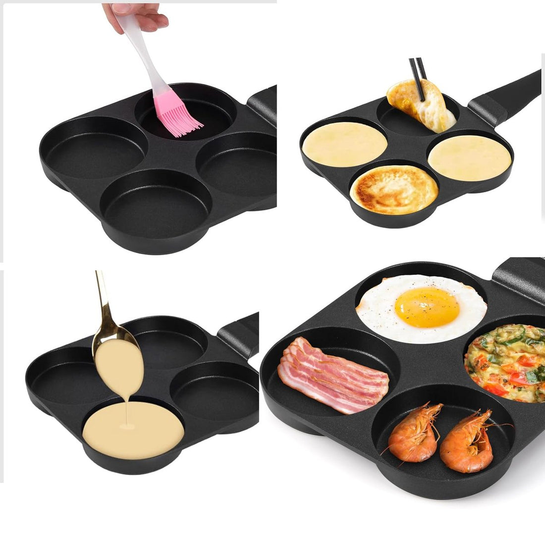 Eierpan met 4 vakken – pannenkoekenpan voor alle kookplaten, ook inductie – foto 5
