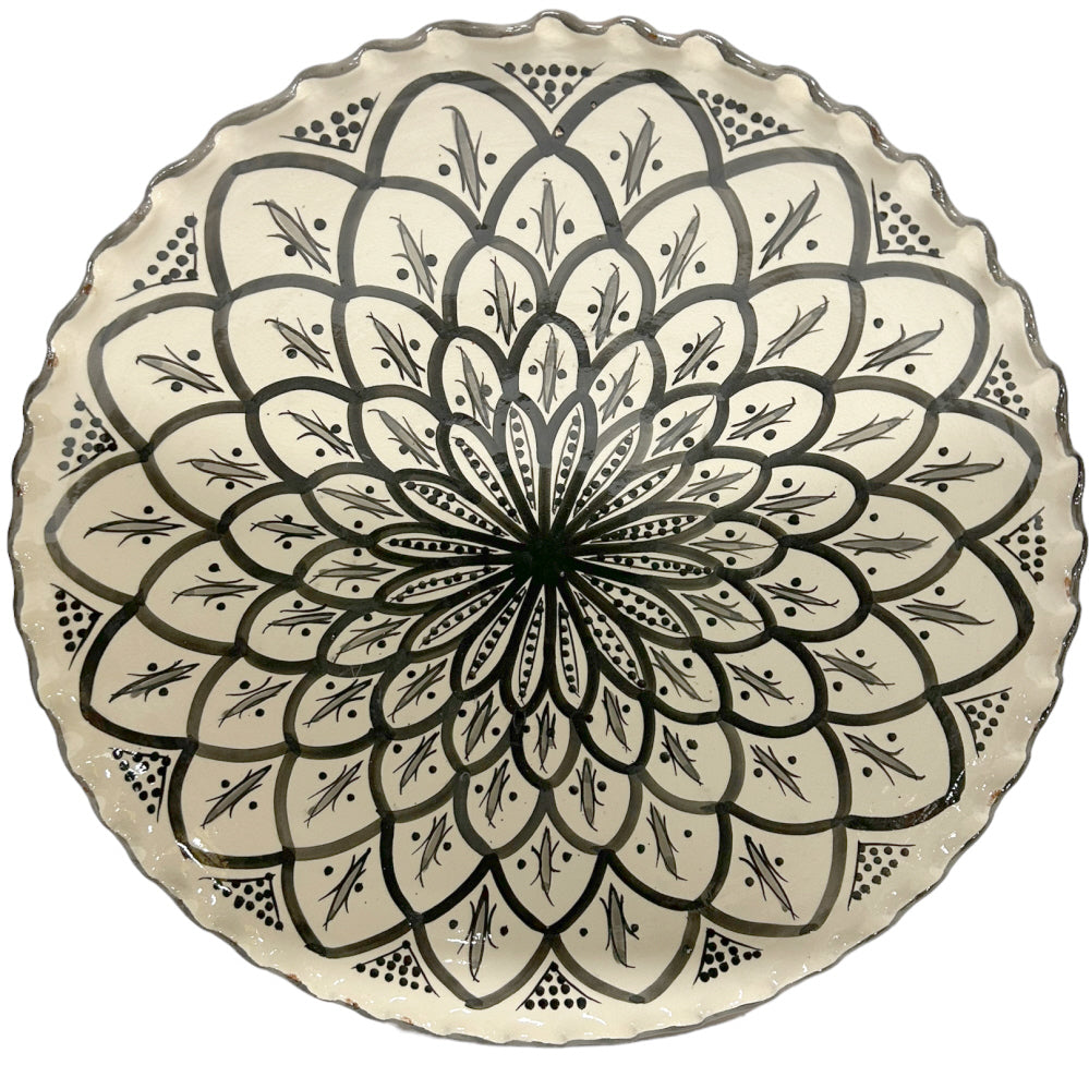 Plat marocain cannelé gris Ø35