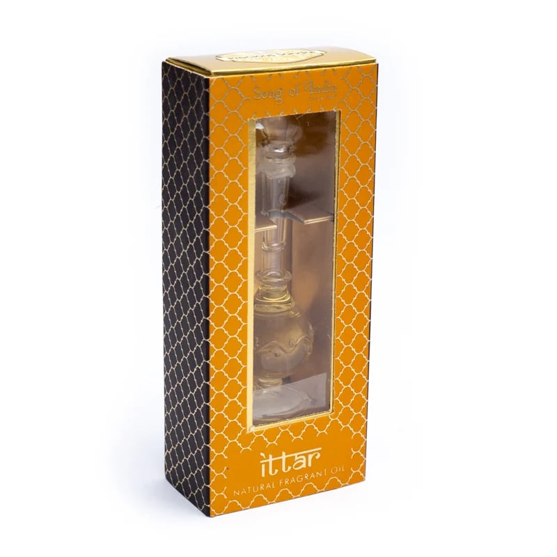 Huile parfumée Santal & Vétiver dans flacon soufflé à la bouche – 10 ml – Huile aromatique naturelle de luxe – Parfum ayurvédique