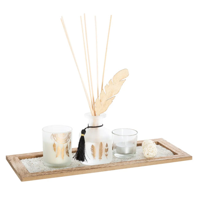 Sensation parfumée sur un joli plateau - Pack diffuseur de parfum et bougie parfumée