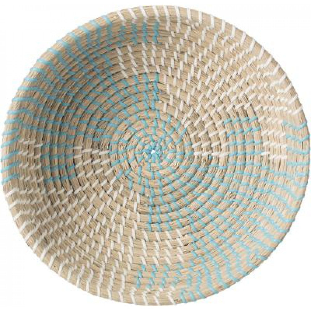 Geweven schaal-mandje blauw/wit
