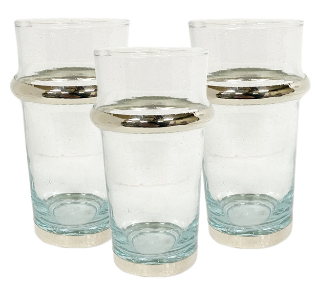 Marokkanisches Beldi-Glas-Set in Silber, 3-teilig