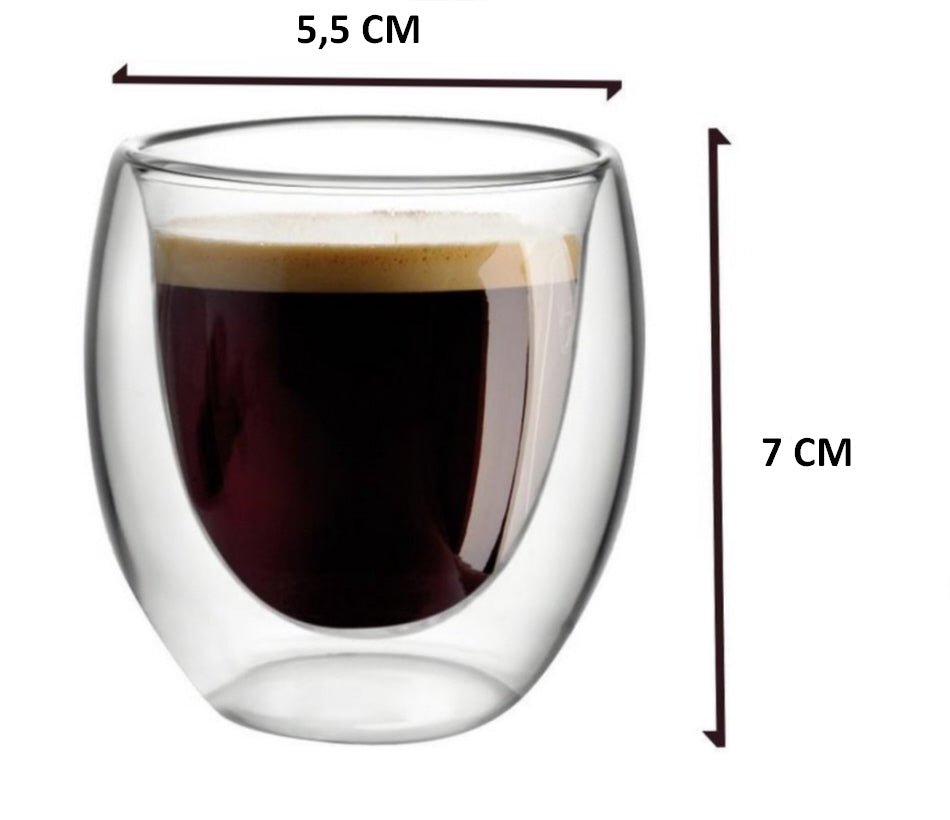 Tasses à espresso à double paroi – 80 ML – Lot de 4