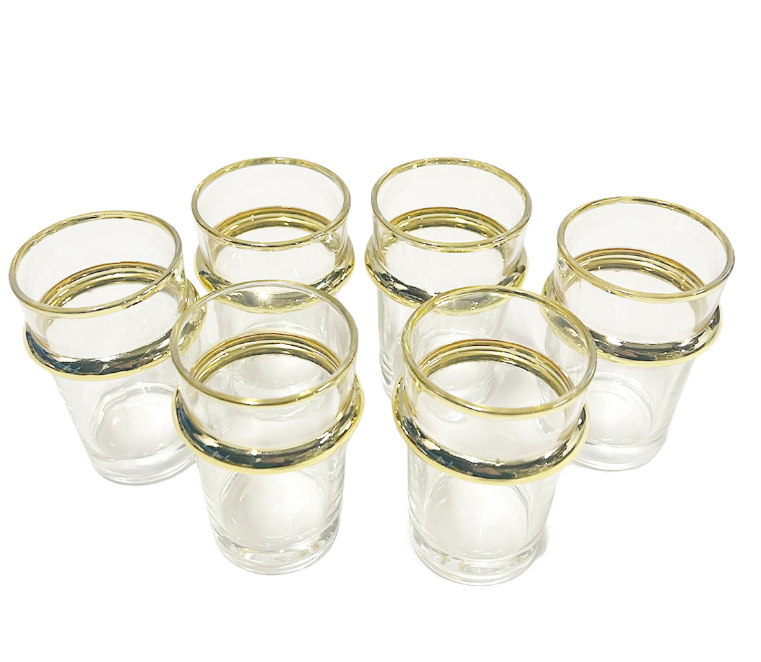 Marokkaanse Beldi glazen met gouden of zilveren rand – set van 6