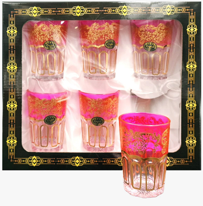 Verres à thé à motif doré