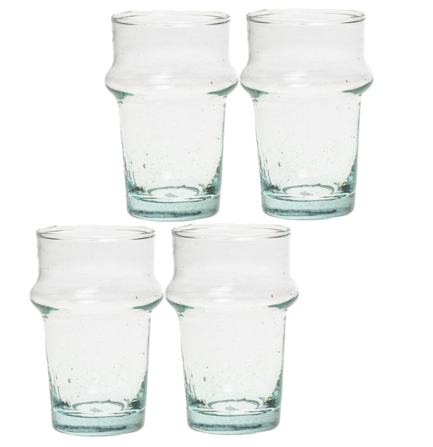 Marokkaanse beldi glazen – set van 4, transparant, H 9,5 x Ø 5,5 cm