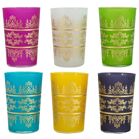Verres à thé marocains multicolores 6 pcs.