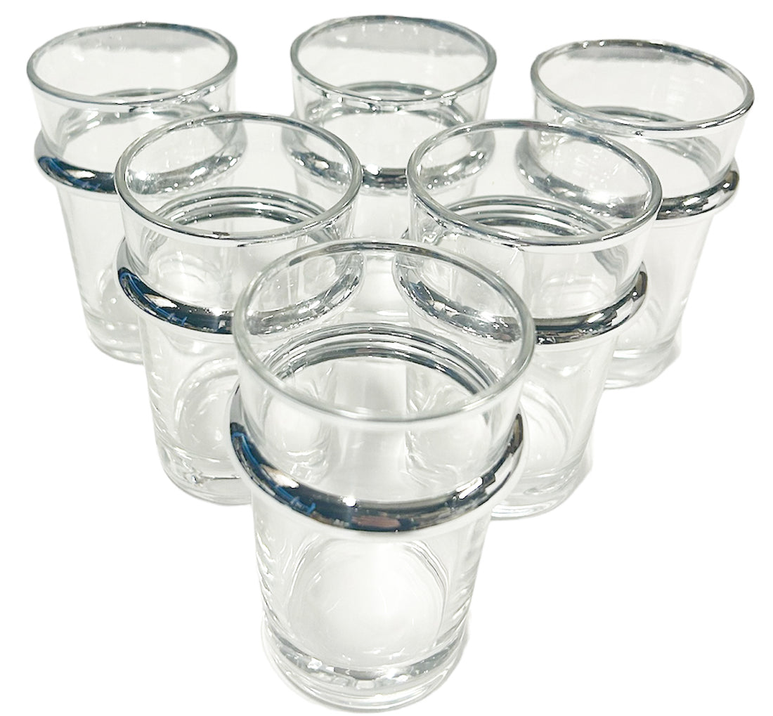 Marokkaanse beldi glazen met goud- of zilverkleurige rand – set van 6 – foto 5
