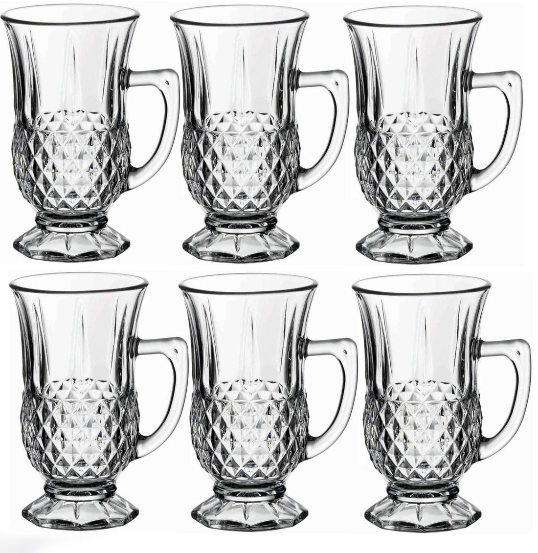 Drinkglazen met handvat – set van 6, helder glas, vaatwasserbestendig