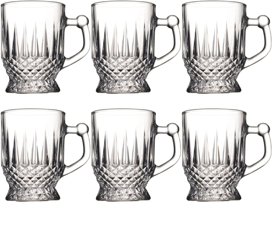 6-teiliges Set transparenter Teegläser mit Henkel