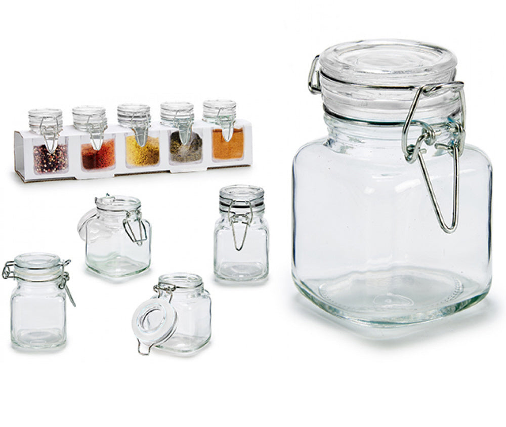 Set of 5 glass spice jars (90 ml)