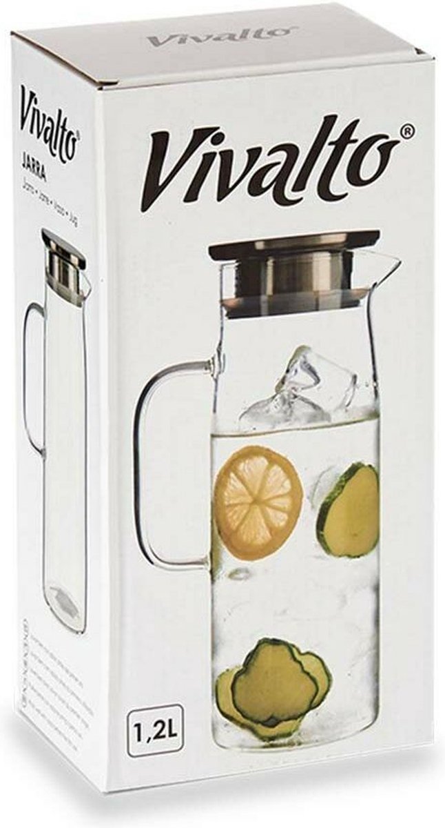 Glaskaraffe/Saftkanne mit luxuriösem Deckel, 1,2 Liter