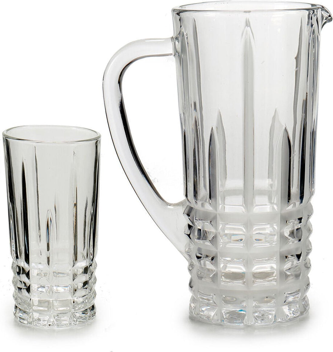 Glazen schenkkan (karaf) van 1 liter met 6 drinkglazen van 250 ml – foto 2