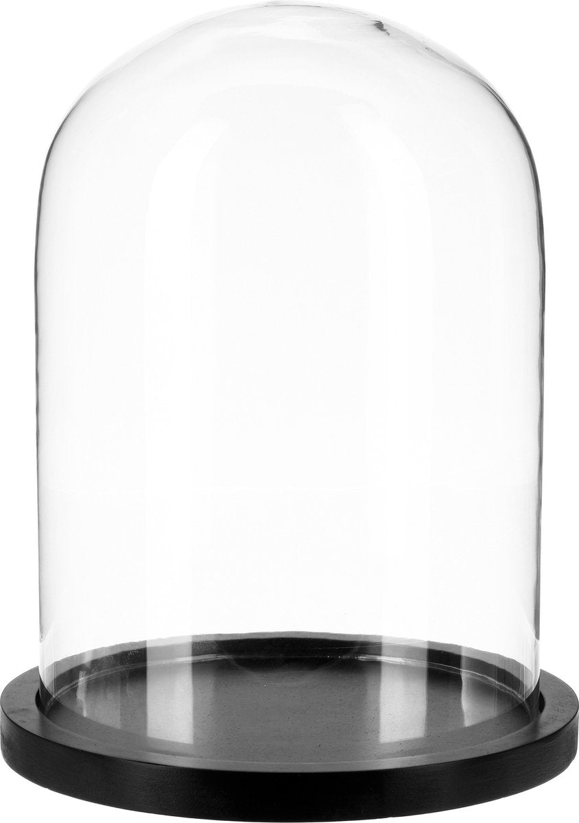 Atmosphera Home cloche en verre avec plateau en bois