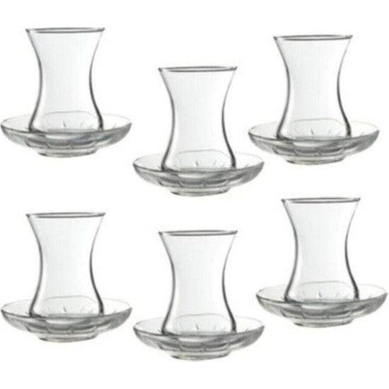 Türkische Teegläser mit Untersetzern – 6er-Set – 130 ML