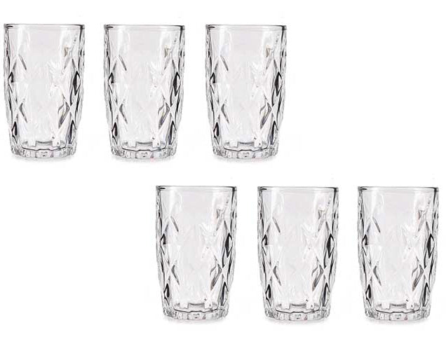 Gedecoreerde drinkglazen, set van 6 – waterglazen van 340 ml, transparant – foto 2