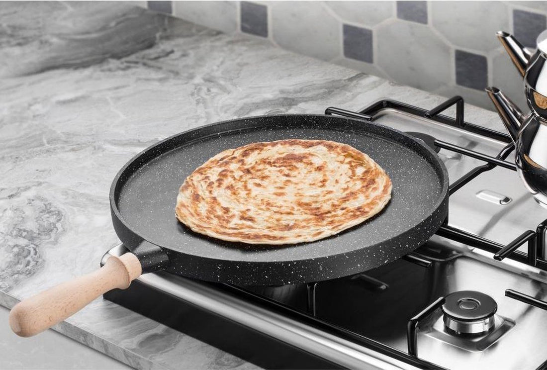 3-in-1 Granite Cast Iron Pan Double-Sided - Grill Pan - Pancake Pan - Crêpe Pan - 35cm