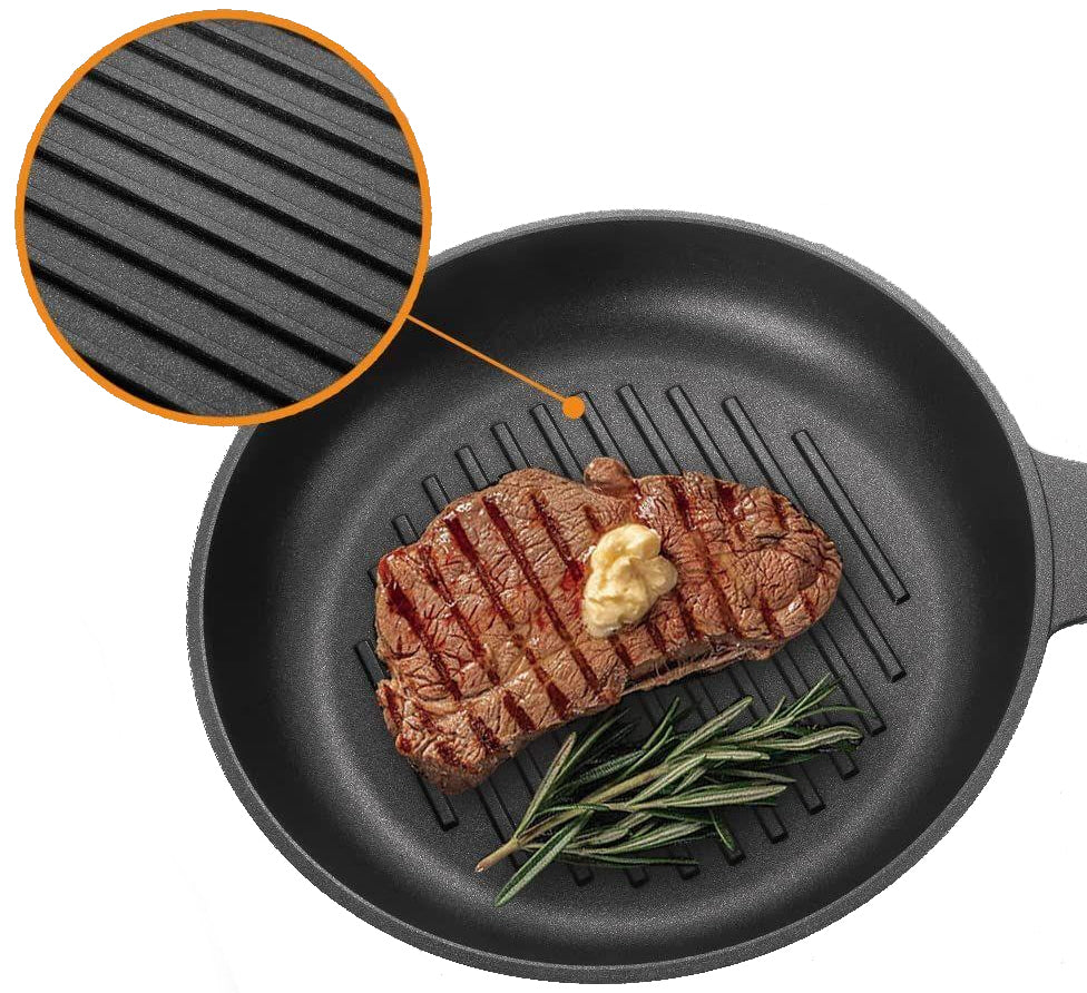 Runde Grillpfanne mit Deckel - Steakpfanne