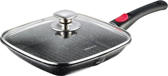 Grill pan with lid - 24 x 24 cm - marble coating - induction