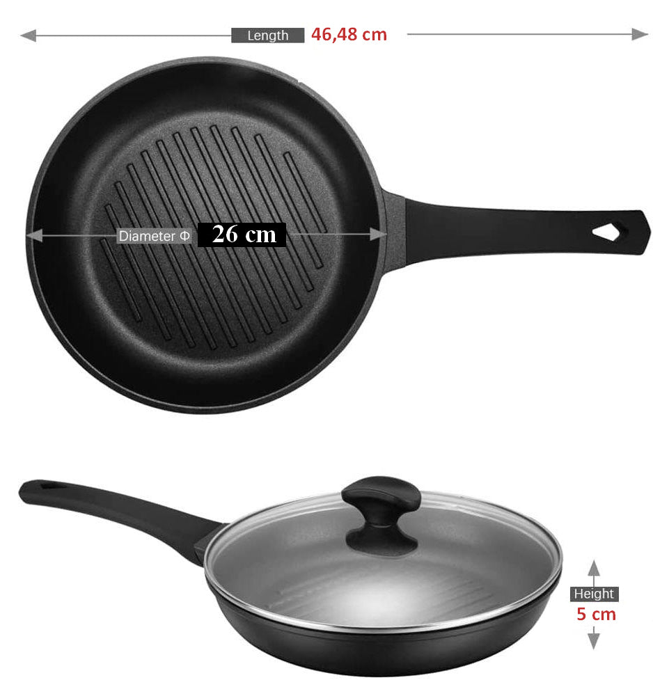 Runde Grillpfanne mit Deckel - Steakpfanne