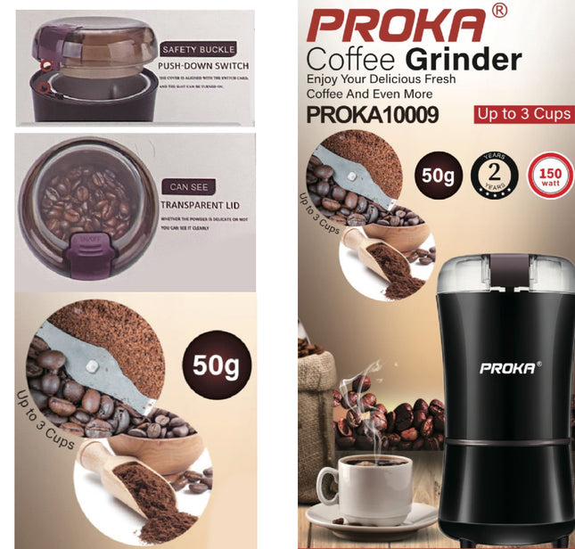 Proka elektrische koffiemolen – grinder voor koffiebonen en noten, 150 W