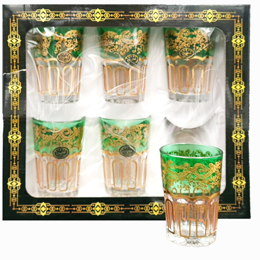 Verres à thé à motif doré