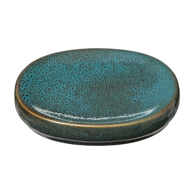 Groene harmonie zeepbakje – keramische zeephouder, 14,3 x 10,7 x 3 cm